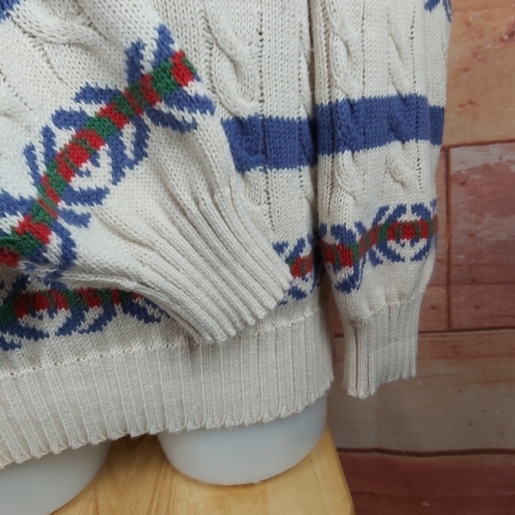 Vintage cable knit sweater grandpa style Large - Picture 3 of 7